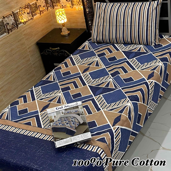 Cotton Printed Bedsheet Set - Single Bedsheet 4 Pcs - Style Wala