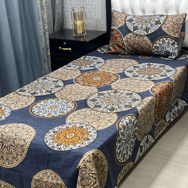 Crystal Cotton Bedsheet Set - 2 Pcs Printed Single Bedsheet - Style Wala