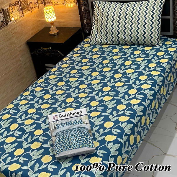 Cotton Printed Bedsheet Set - Single Bedsheet 4 Pcs - Style Wala