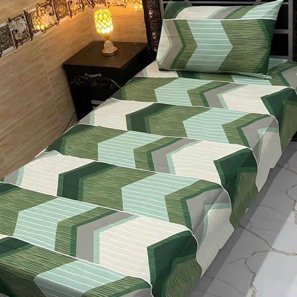 Cotton Printed Bedsheet Set - 4 Pcs Single Bedsheet - Style Wala