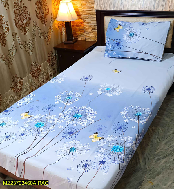 Cotton Printed Bedsheet Set - Single Bed 4 Pcs - Style Wala