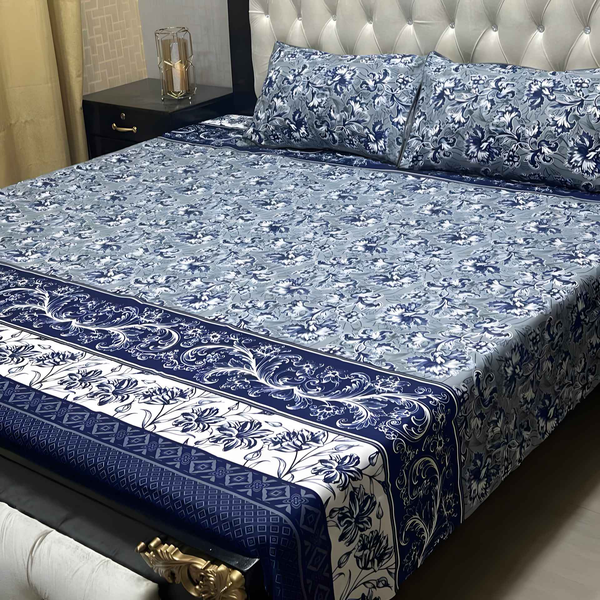 Crystal Cotton Double Bedsheet Set - 3 Pieces Printed - Style Wala