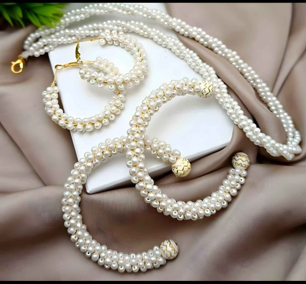 Beaded Resin Pearl Set - Elegant Artificial Jewelry Set - Style Wala