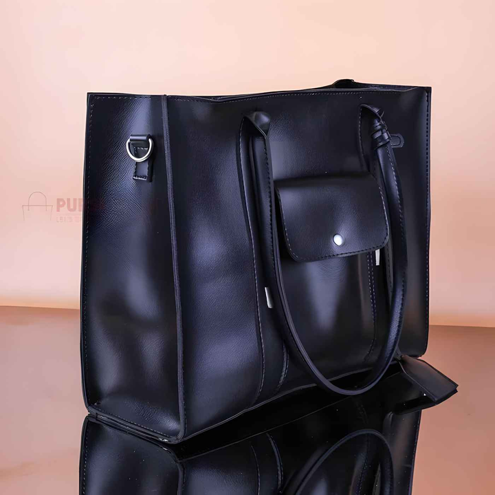 Women's PU Leather Plain Handbag Set - 3 Pcs - Style Wala