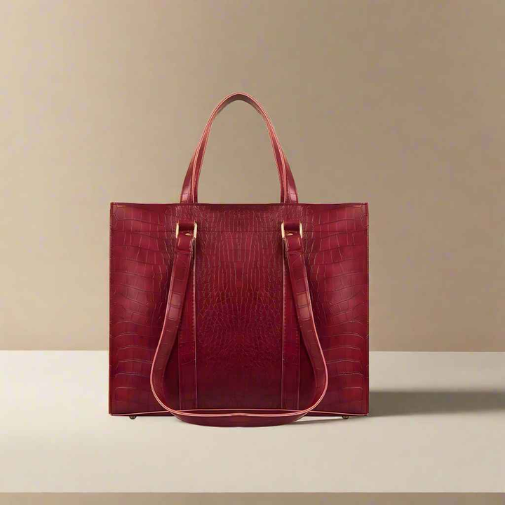 Women's Textured PU Leather Tote Bag - Style Wala