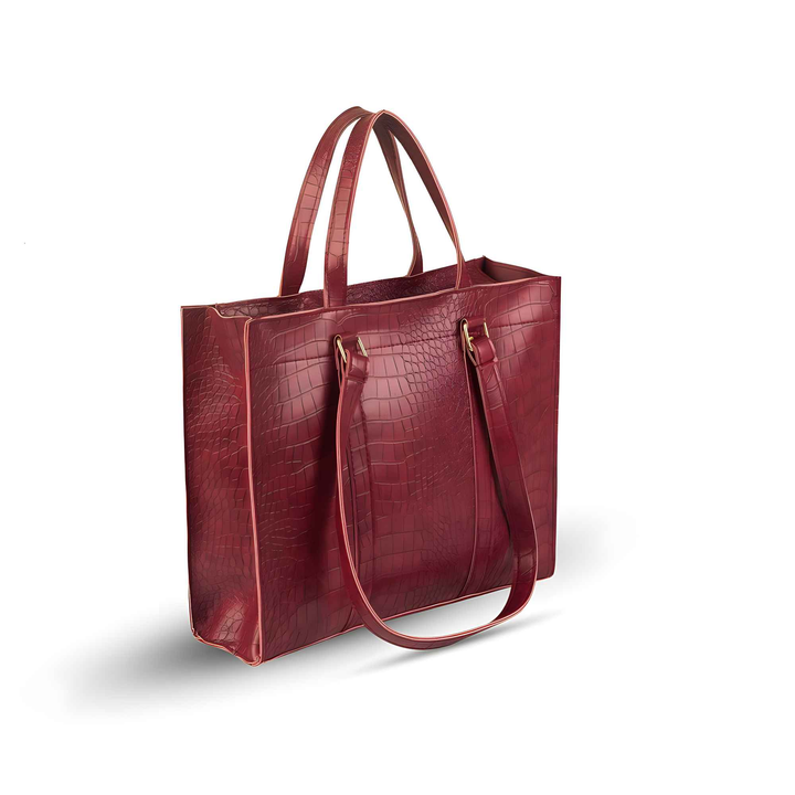 Women's Textured PU Leather Tote Bag - Style Wala